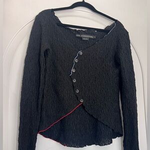 Andersson Bell Francis Cardigan Black Asymmetric Button Closure Stretch top L